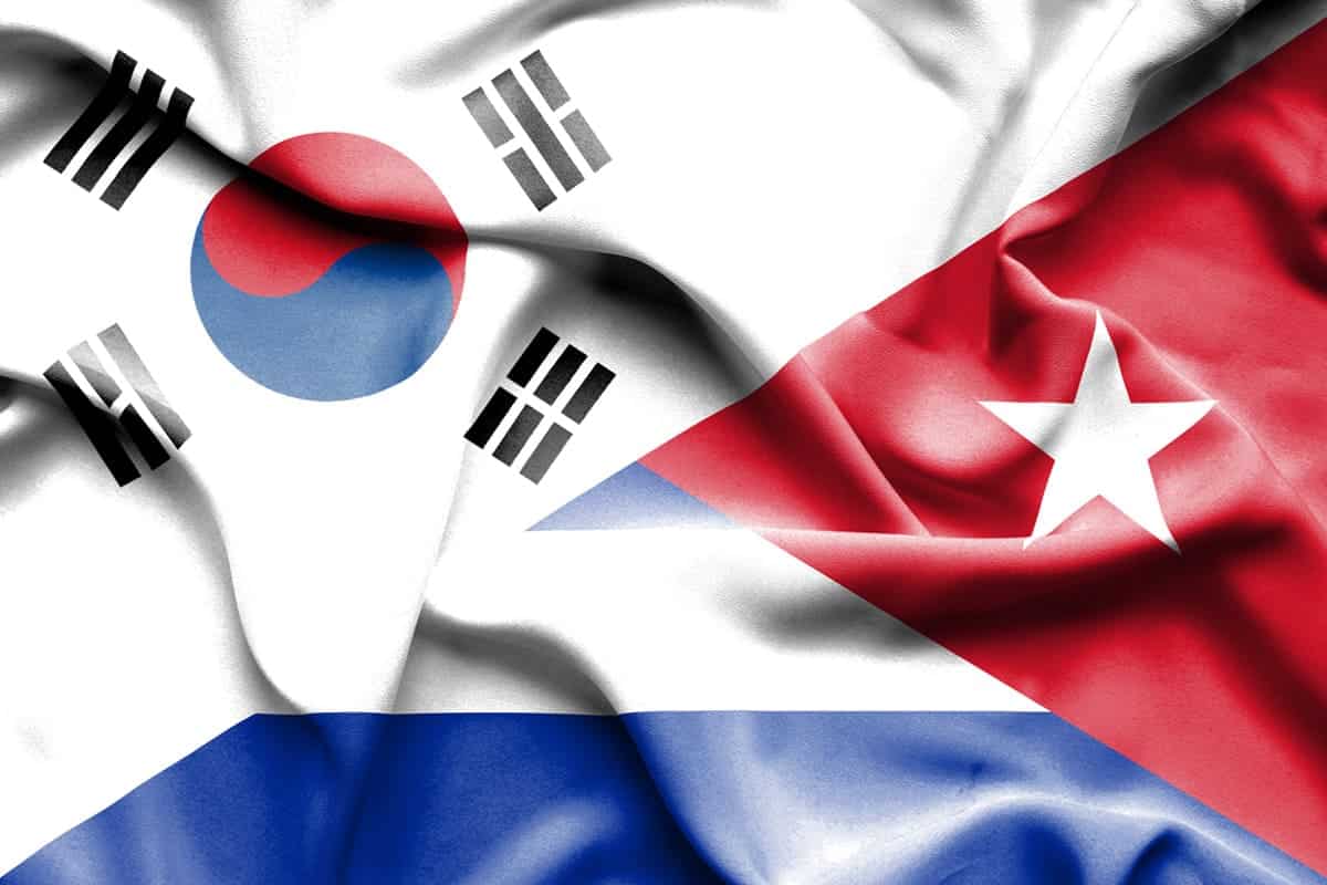한국 국기와 쿠바 국기 한국 국기와 쿠바 국기
