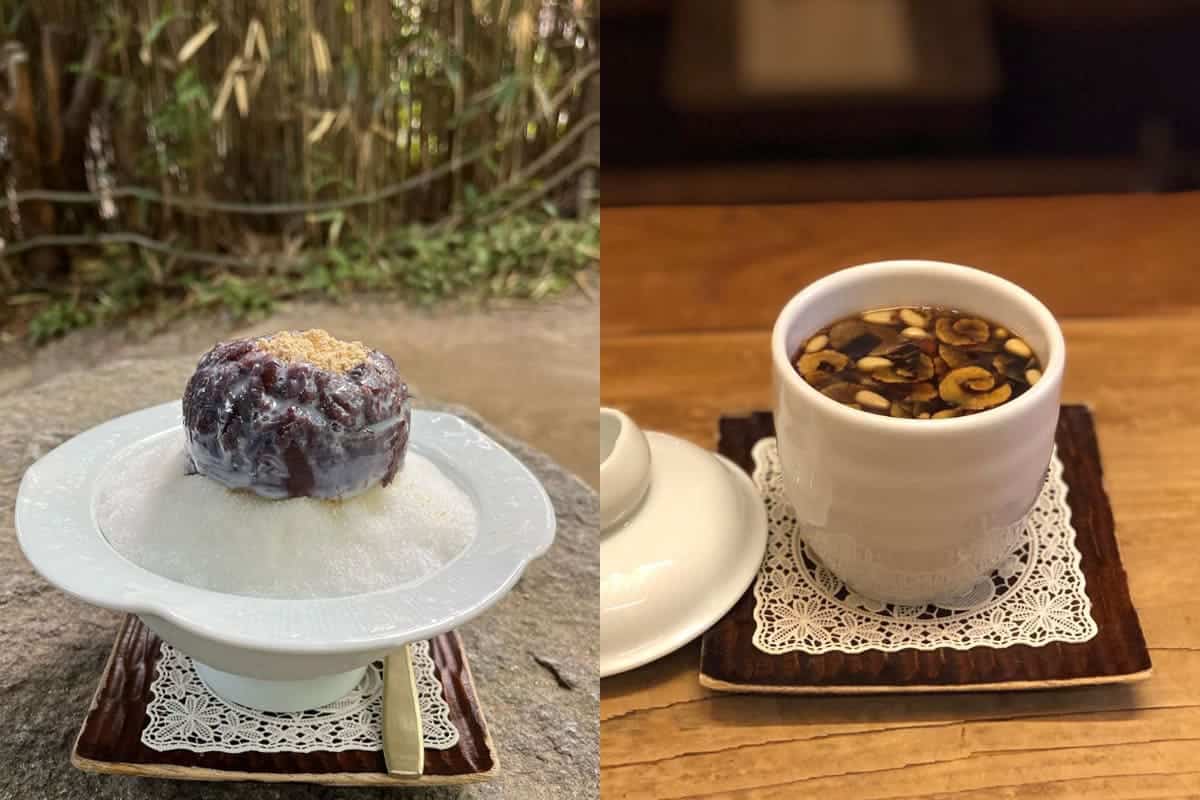 카페 '새소리 물소리'의 팥빙수와 쌍화차