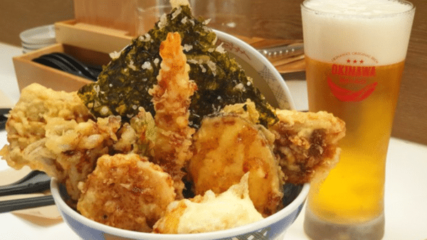온센 텐동과 맥주 / 사진=온라인커뮤니티 온센 텐동과 맥주 / 사진=온라인커뮤니티