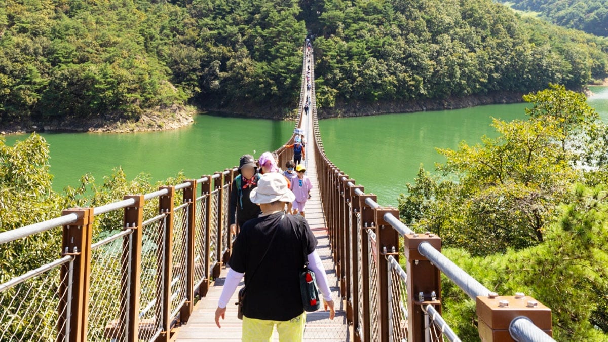옥순봉 출렁다리와 시민