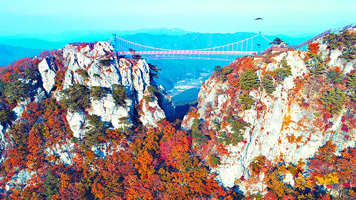 백아산 하늘다리 가을 풍경