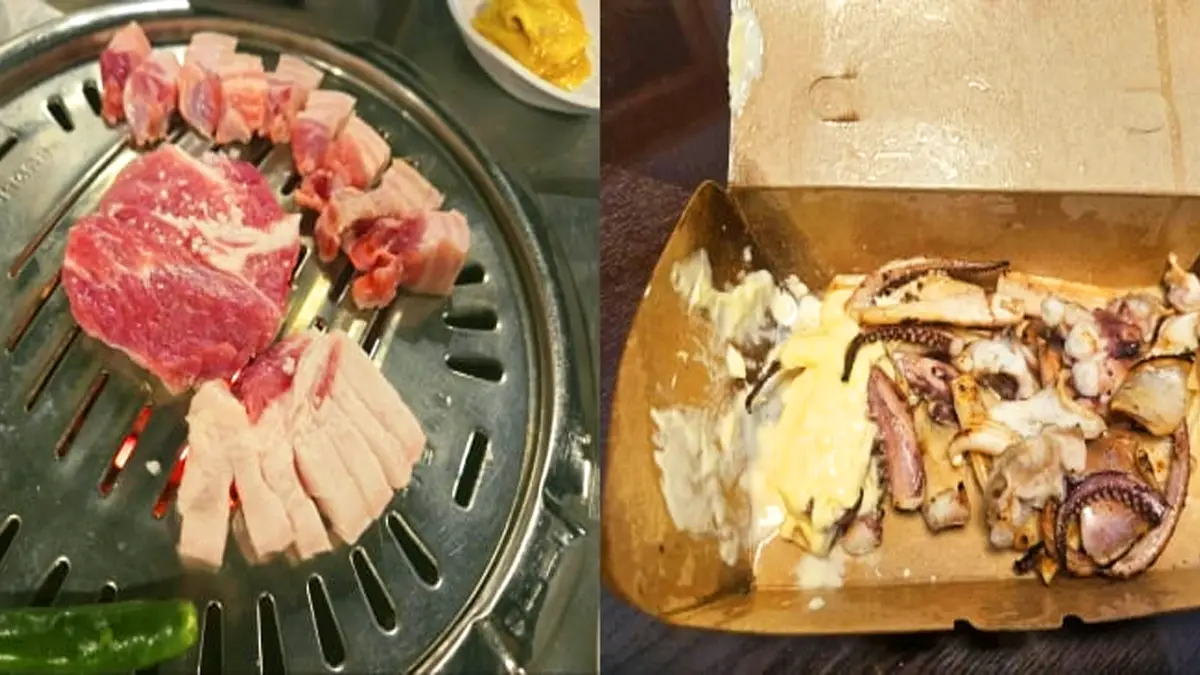 논란의 '흑돼지 비계 목살'과 '올레시장 철판오징어'