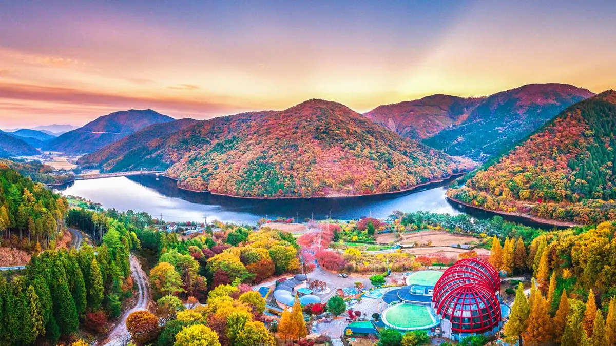 남해 힐링숲타운 단풍 전경