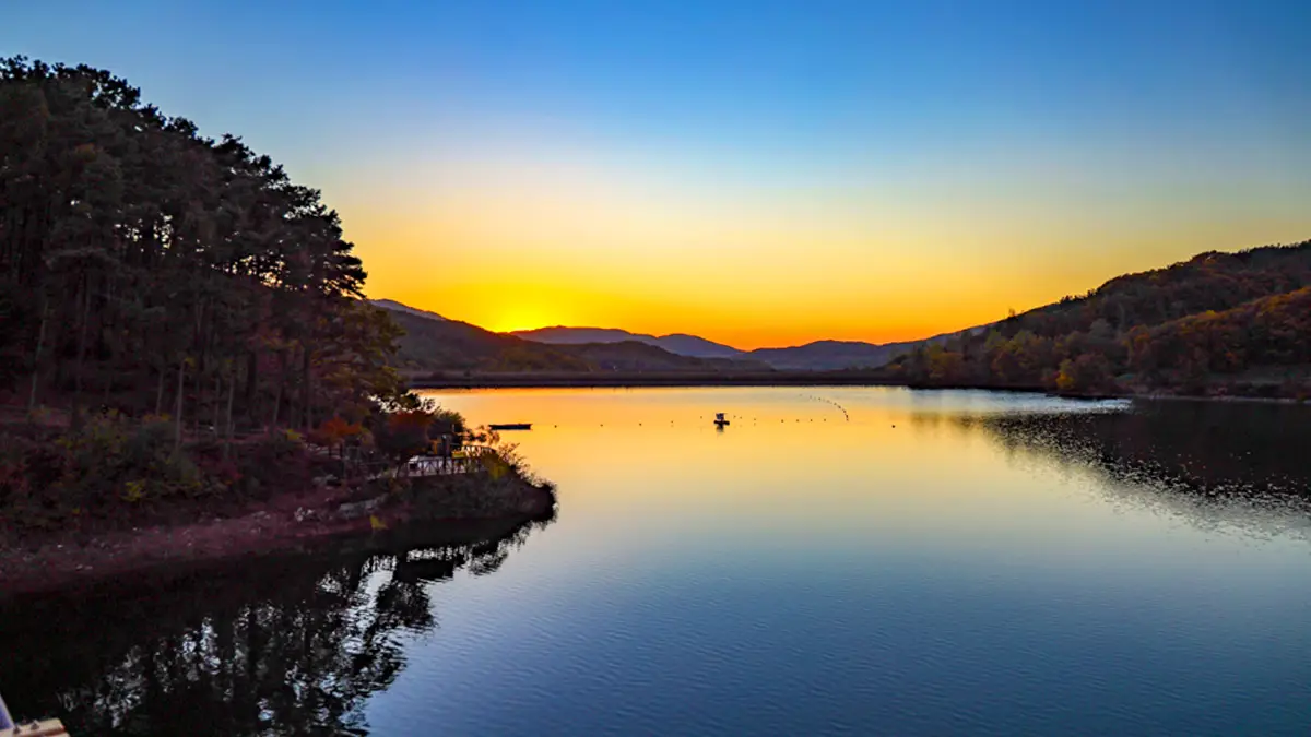 마장호수 석양 마장호수 석양